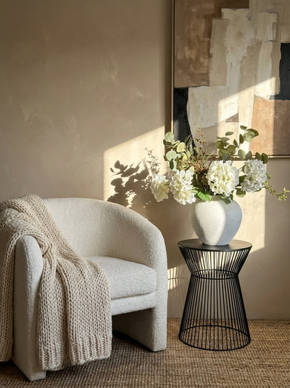 Faux Arrangement - Eucalyptus & White Hydrangea