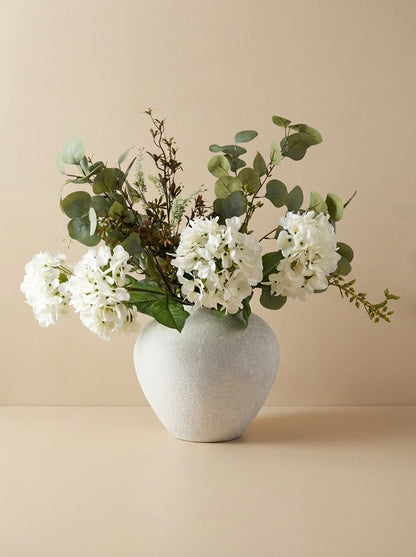 Faux Arrangement - Eucalyptus & White Hydrangea