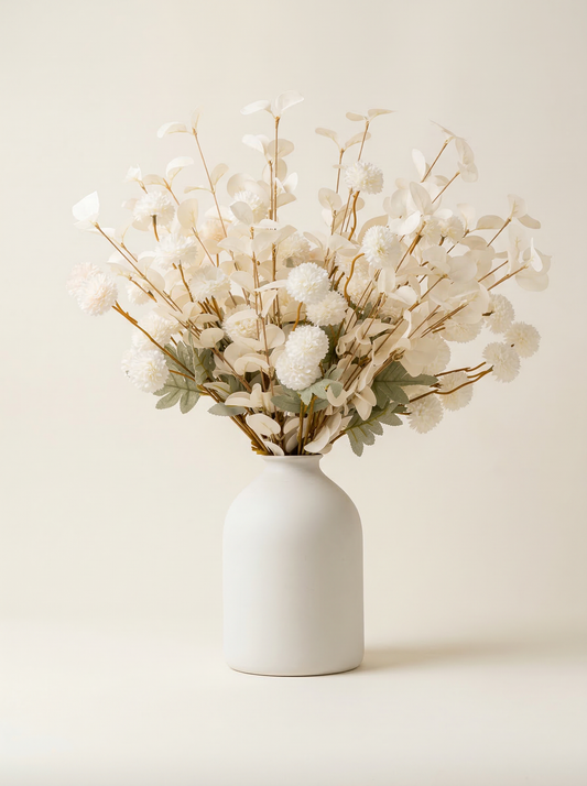 Faux Kiku and Eucalyptus Arrangement