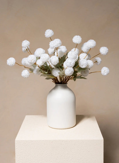 Faux Kiku Flower - White (10 Stems / 50 heads)
