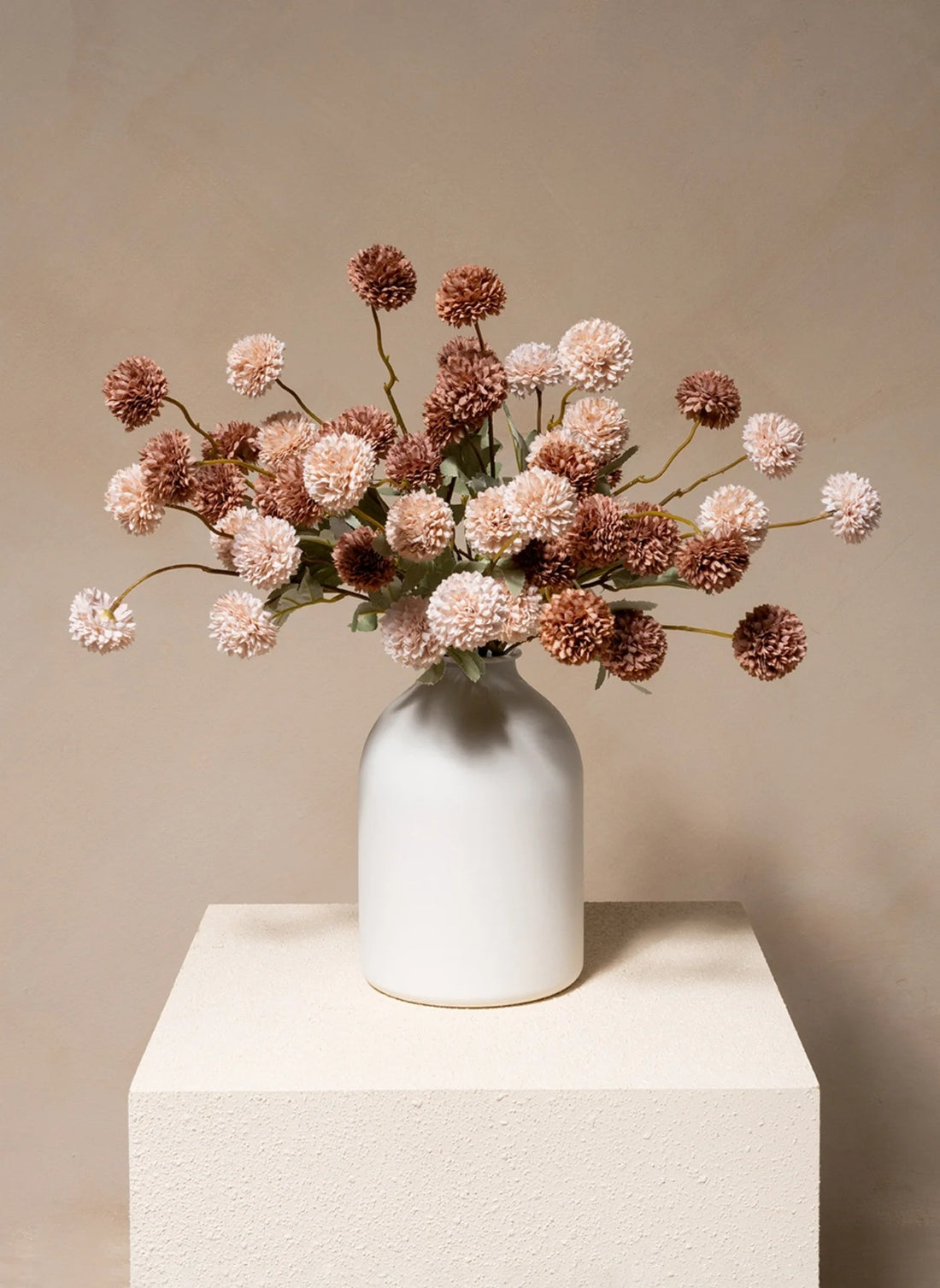 Faux Kiku Flower - Brown Assorted (10 Stems / 50 Heads)