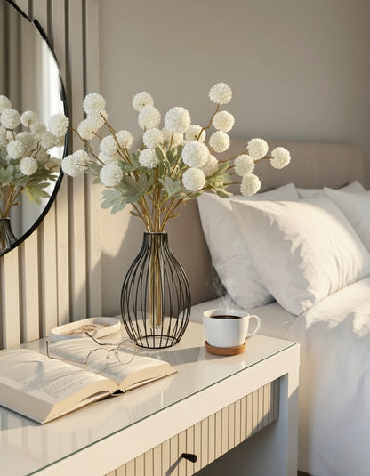 Faux Kiku Flower - White (10 stems/50 blooms)