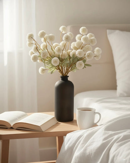 Faux Kiku Flower - White (10 stems/50 blooms)