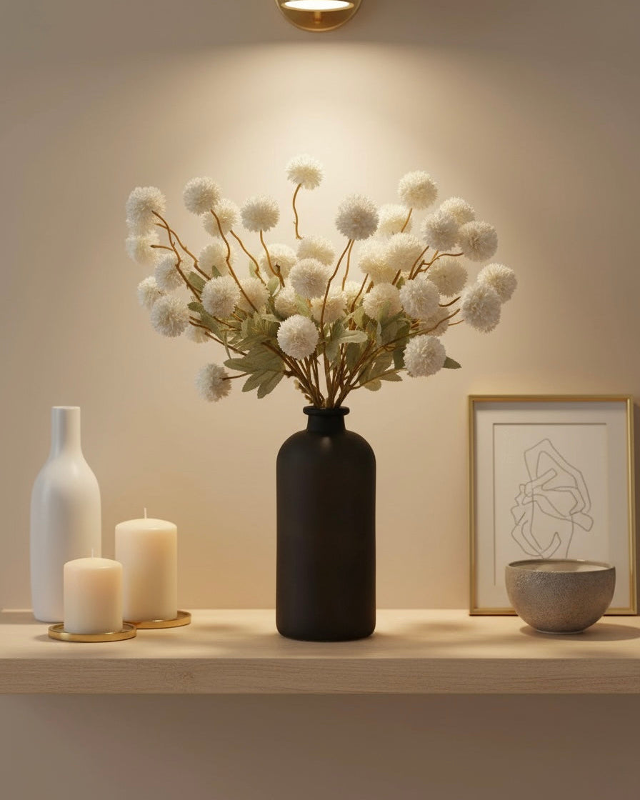 Faux Kiku Flower - White (10 stems/50 blooms)