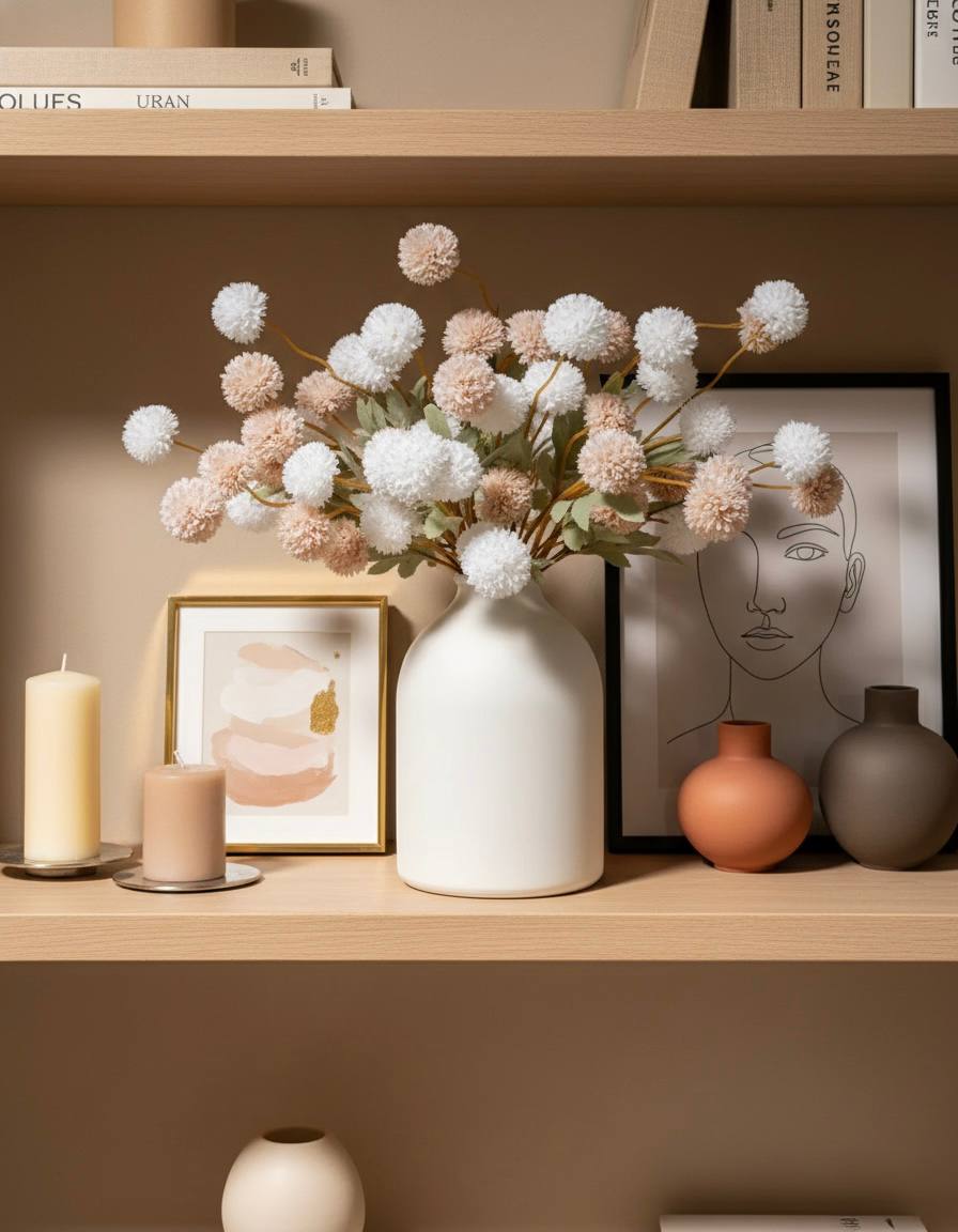 Faux Kiku Flower - Cream Assorted (10 Stems / 50 Heads)