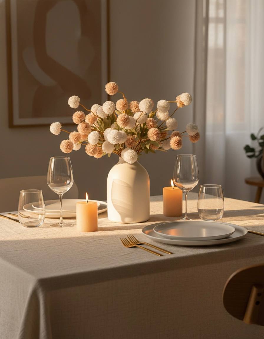 Faux Kiku Flower - Cream Assorted (10 Stems / 50 Heads)