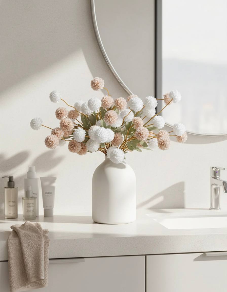 Faux Kiku Flower - Cream Assorted (10 Stems / 50 Heads)