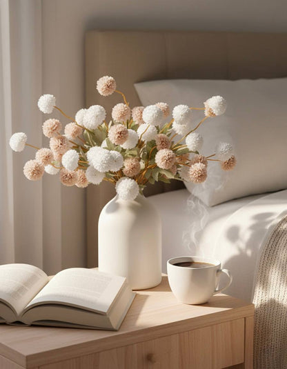 Faux Kiku Flower - Cream Assorted (10 Stems / 50 Heads)