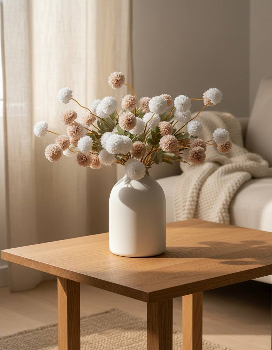 Faux Kiku Flower - Cream Assorted (10 Stems / 50 Heads)