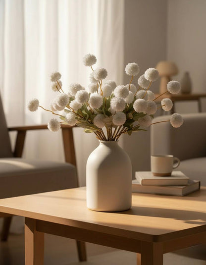 Faux Kiku Flower - White (10 Stems / 50 heads)