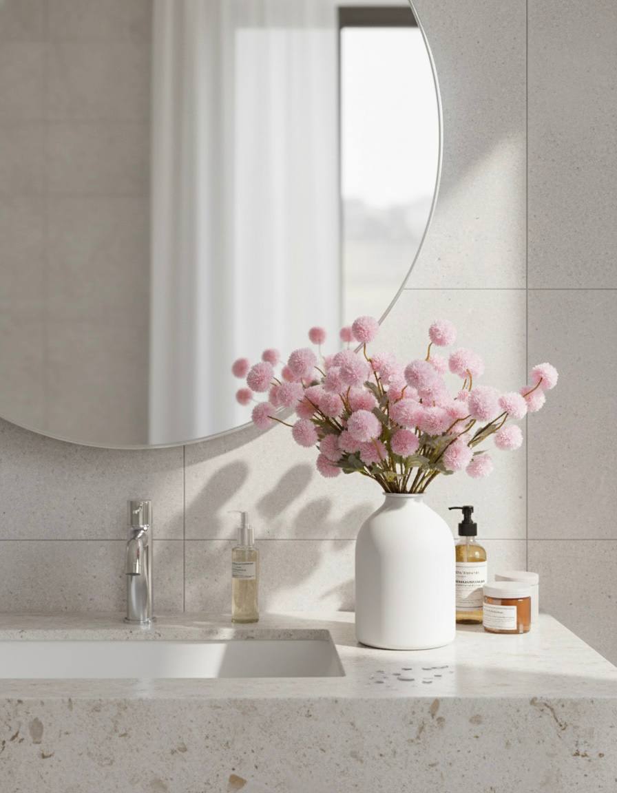 Faux Kiku Flower - Pink (10 Stems / 50 heads)