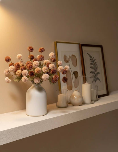 Faux Kiku Flower - Brown Assorted (10 Stems / 50 Heads)