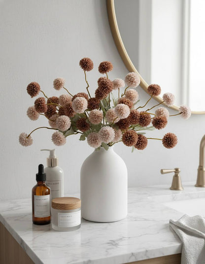 Faux Kiku Flower - Brown Assorted (10 Stems / 50 Heads)