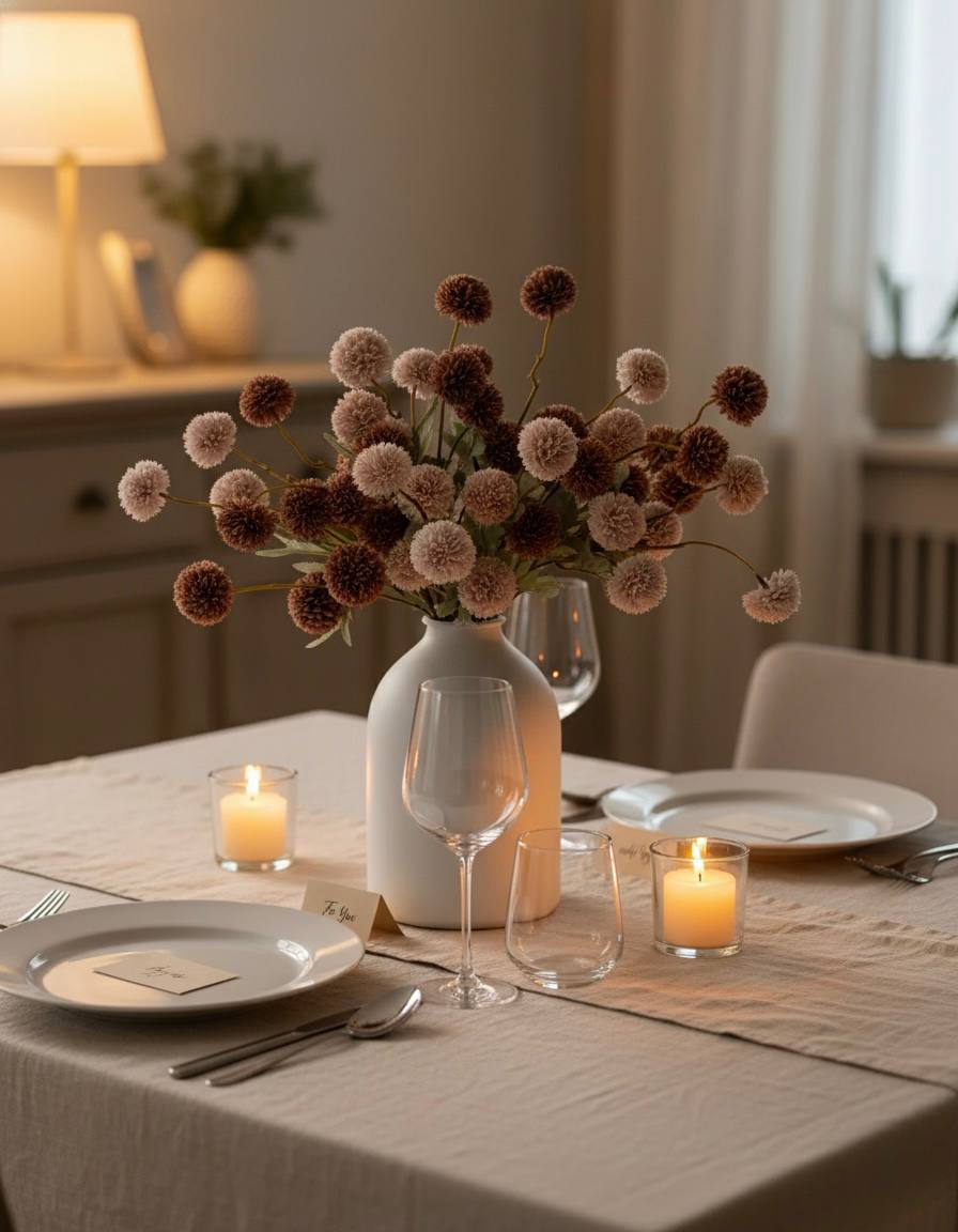 Faux Kiku Flower - Brown Assorted (10 Stems / 50 Heads)