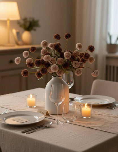 Faux Kiku Flower - Brown Assorted (10 Stems / 50 Heads)