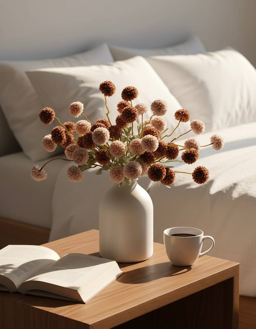 Faux Kiku Flower - Brown Assorted (10 Stems / 50 Heads)