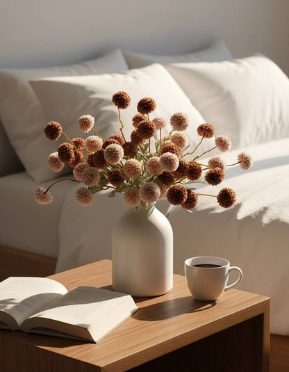 Faux Kiku Flower - Brown Assorted (10 Stems / 50 Heads)