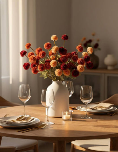 Faux Kiku Flower - Umber Assorted (10 Stems / 50 Heads)