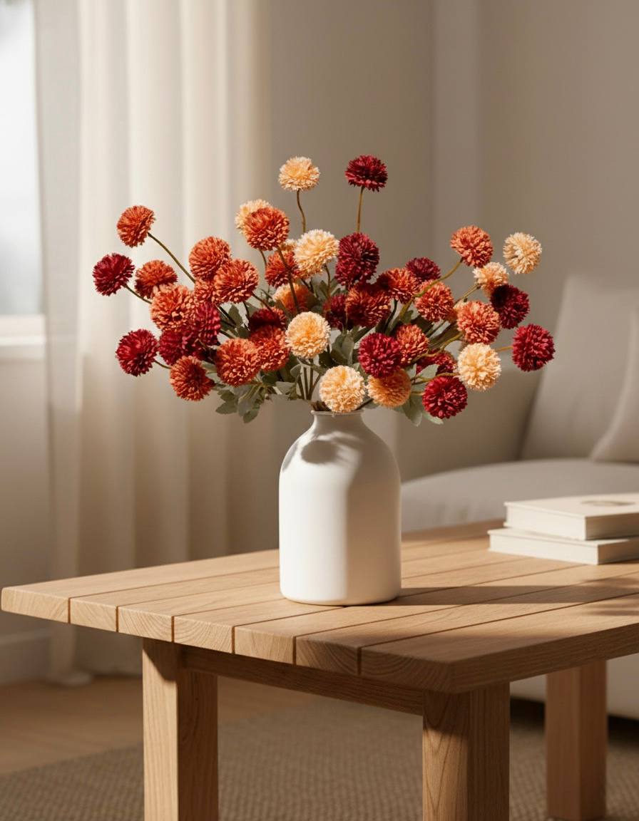 Faux Kiku Flower - Umber Assorted (10 Stems / 50 Heads)