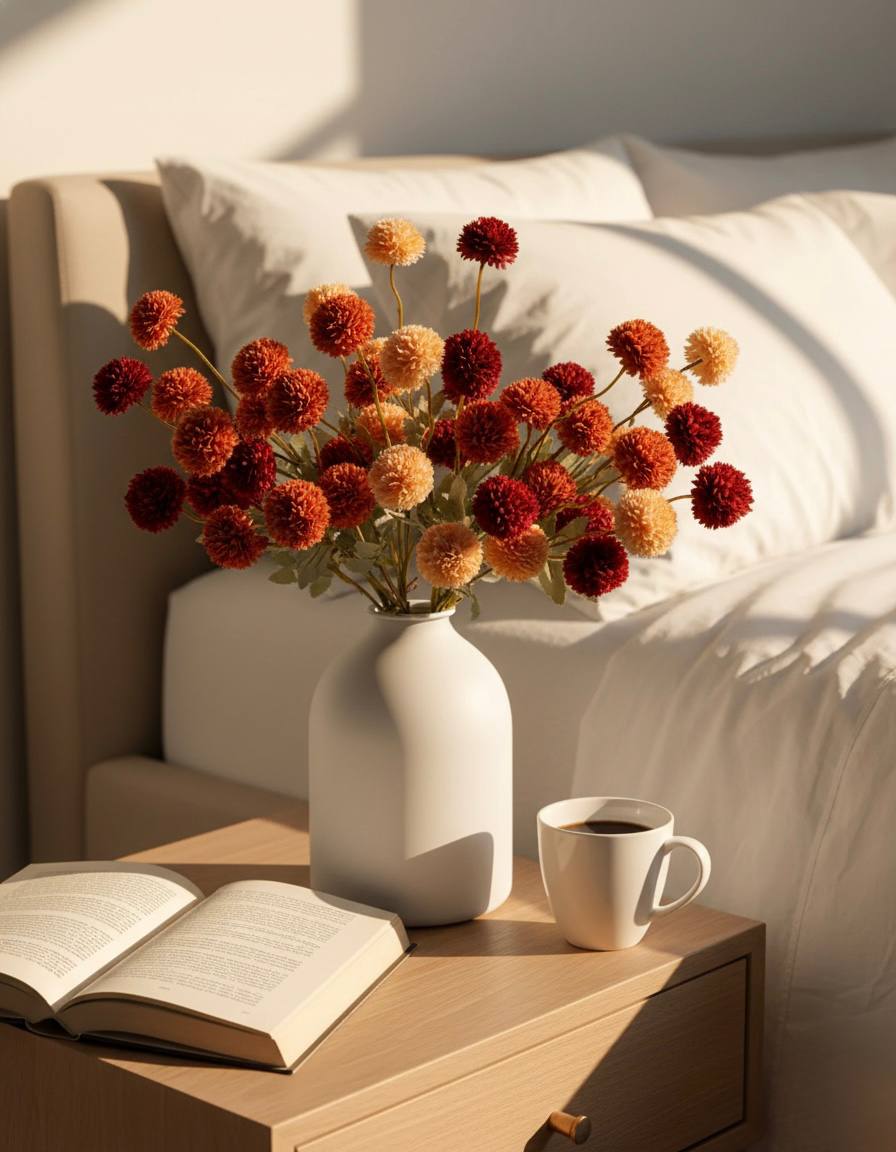 Faux Kiku Flower - Umber Assorted (10 Stems / 50 Heads)