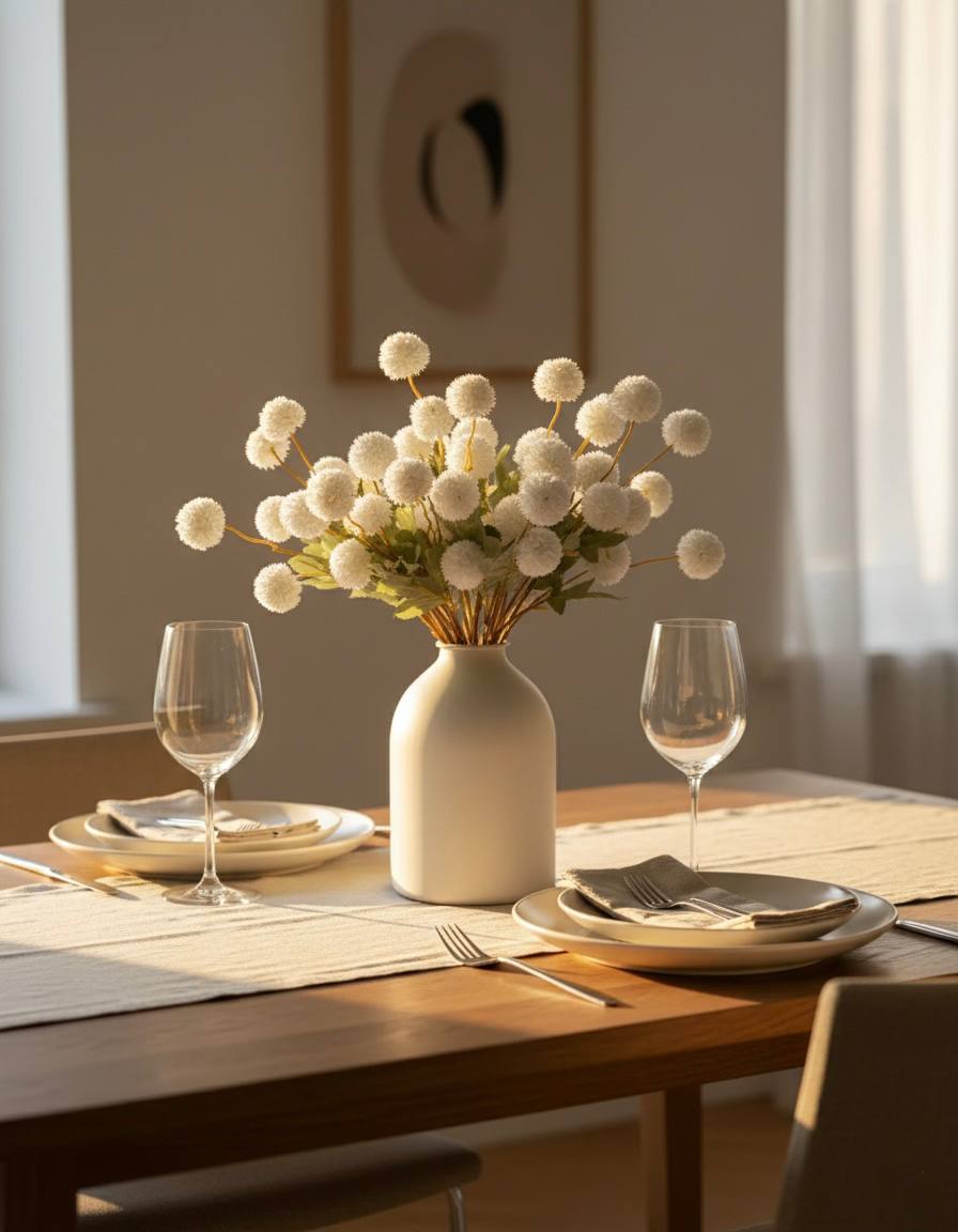 Faux Kiku Flower - White (10 Stems / 50 heads)