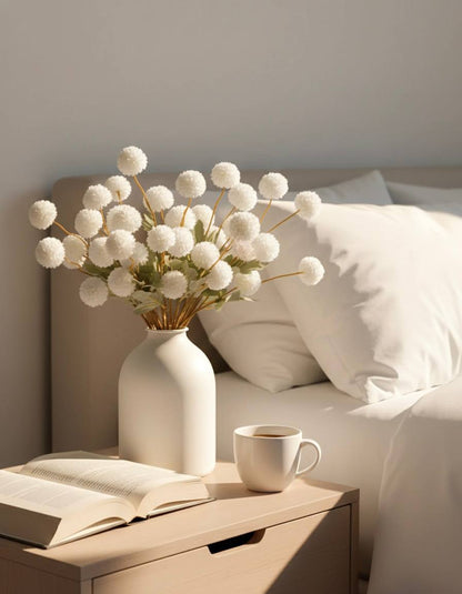 Faux Kiku Flower - White (10 Stems / 50 heads)