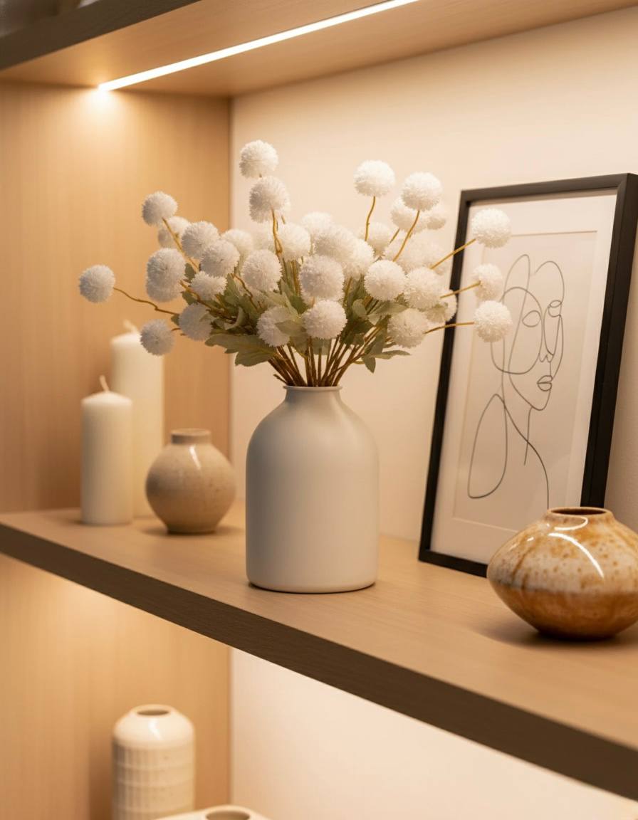 Faux Kiku Flower - White (10 Stems / 50 heads)