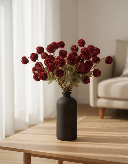 Faux Kiku Flower - Red (10 stems/50 blooms)