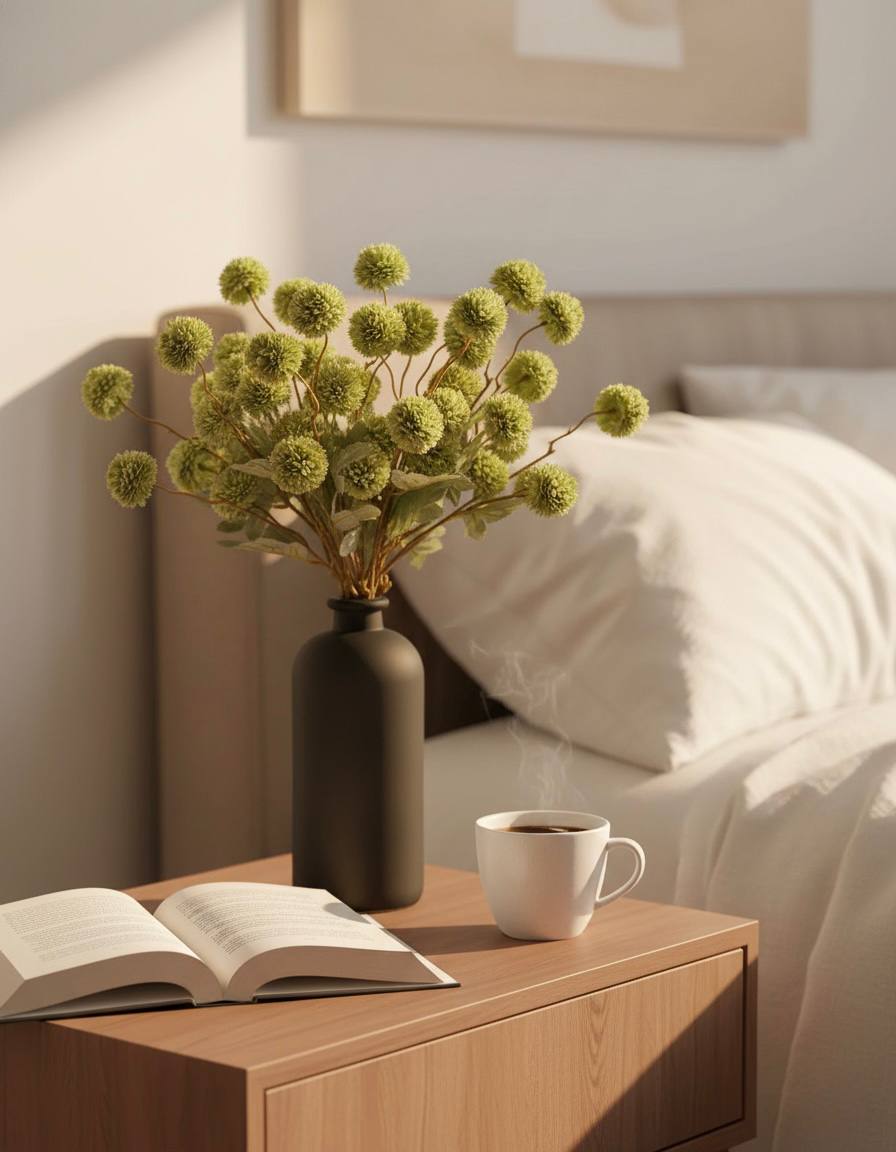 Faux Kiku Flower - Green (10 stems/50 blooms)