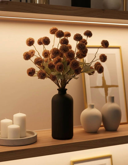 Faux Kiku Flower - Brown (10 stems/50 blooms)