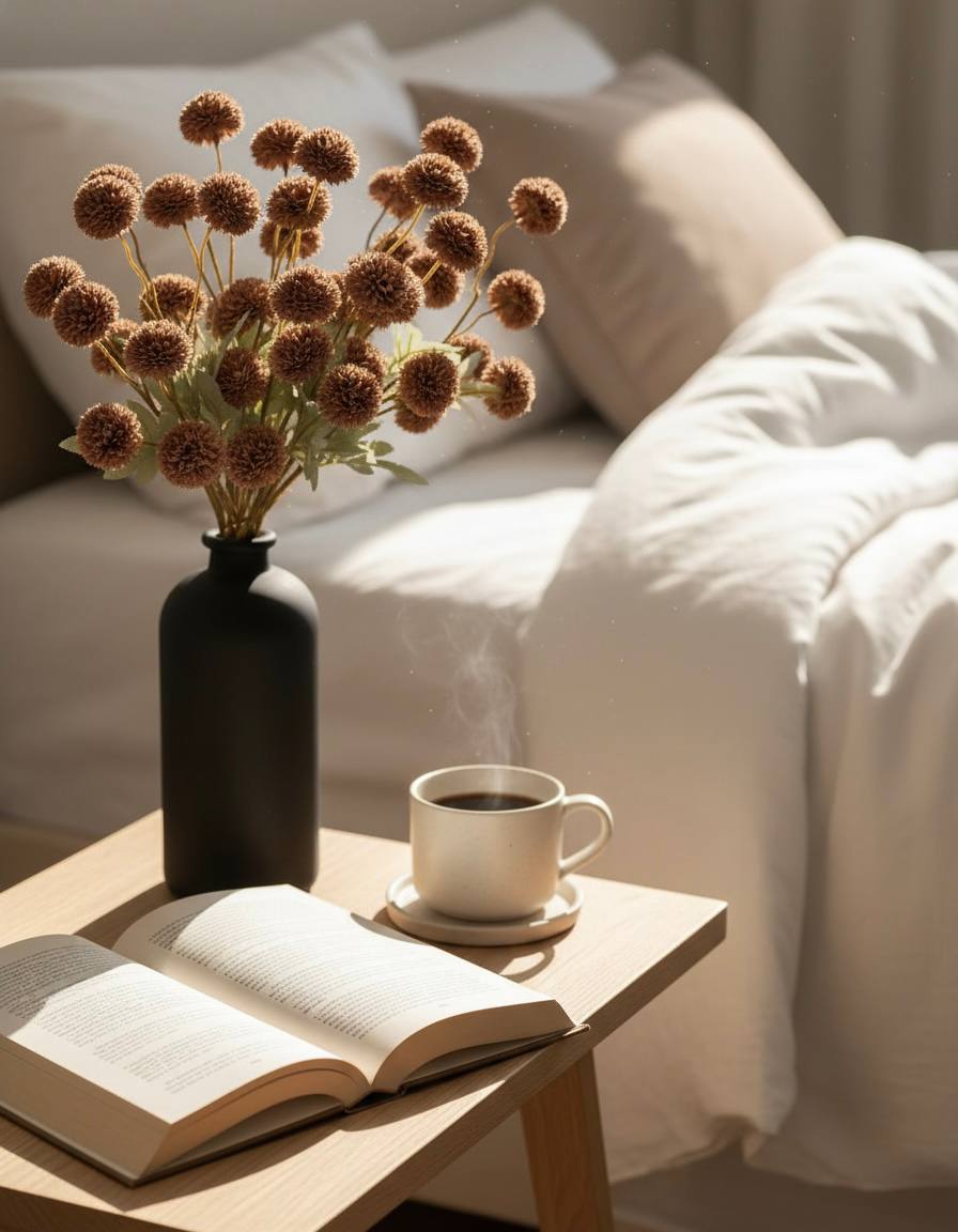 Faux Kiku Flower - Brown (10 stems/50 blooms)